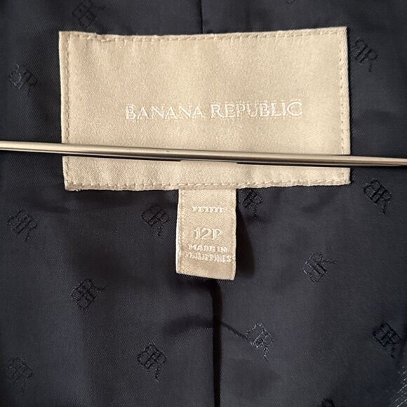 Banana Republic Blue Lined Button Stretch Blazer Jacket | Sz 12 Petit - Picture 3 of 11